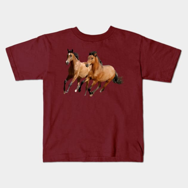 Horses running Kids T-Shirt by Seven Circles